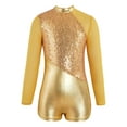 thumbnail image 1 of Aislor Girls Mesh Splice Sequins Metallic Long Sleeves Gymnastics Sports Ballet Leotards Dancewear Gold 10, 1 of 7