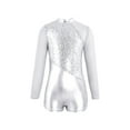 thumbnail image 1 of Aislor Girls Mesh Splice Sequins Metallic Long Sleeves Gymnastics Sports Ballet Leotards Dancewear Silver 12, 1 of 7