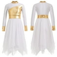 thumbnail image 1 of Aislor Girls Metallic Gold Color Block Dance Dress Loose Fit Full Length Dancewear Size 6-116 A White 16, 1 of 7