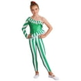 thumbnail image 1 of Aislor Girls Miss Santa Candy Full Body Cover Unitard Ruffles Sequins Christmas Festival Jumpsuit Size 4-16 Green 4, 1 of 7
