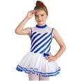 thumbnail image 1 of Aislor Girls Mock Neck Tutu Dress Ballet Dance Leotard Ballerina Striped Christmas Costume Size 6-16 Blue 14, 1 of 7