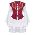 thumbnail image 1 of Aislor Girls Pirate Costume Halloween Rave Party Victorian Long Sleeve Ruffle Dress with Vest Burgundy 16, 1 of 7