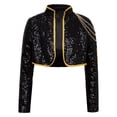 thumbnail image 1 of Aislor Girls Sequin Dance Tops Sparkly Popular Singer Crop Jacket Performance Stage Short Coat Black 14, 1 of 7