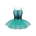 thumbnail image 1 of Aislor Girls Sequins Mermaid Costume Criss Cross Back Fishscale Leotard Tutu Ballet Dress Princess 3-10 A Lake_Blue 10, 1 of 7