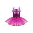 thumbnail image 1 of Aislor Girls Sequins Mermaid Costume Criss Cross Back Fishscale Leotard Tutu Ballet Dress Princess 3-10 Rose Red 10, 1 of 7