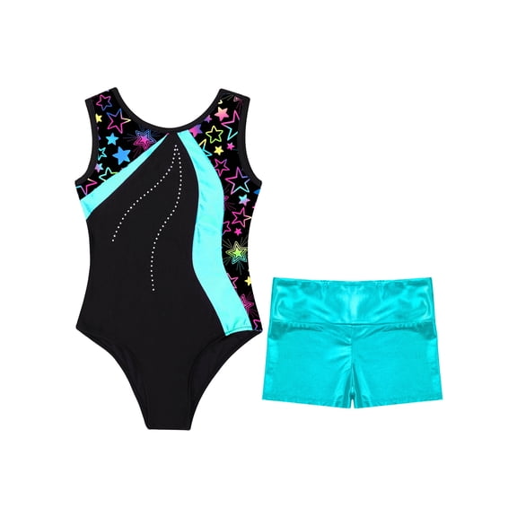 Aislor Girls Shiny Gymnastics Leotards Ballet Dance Unitard Bodysuit Workout Running Sport Outfits A Lake Green 6
