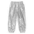 thumbnail image 1 of Aislor Girls Shiny Metallic Dance Pants Festival Party Pants Disco Loose Harem Trousers Silver 5-6, 1 of 7