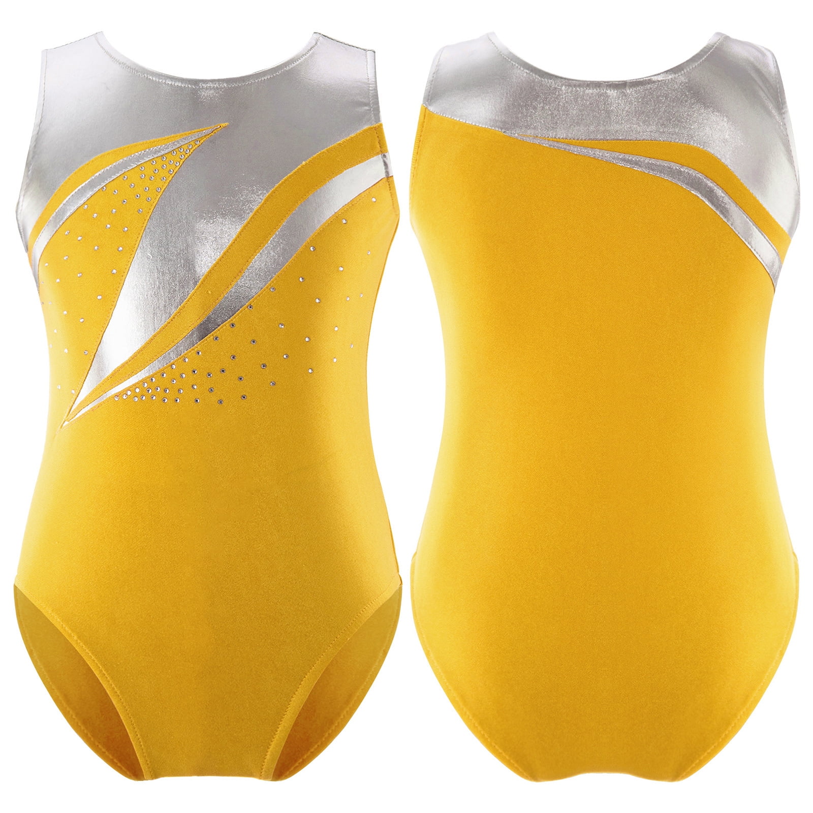 Aislor Girls Shiny Metallic Sleeveless Ballet Gymnastics Leotards Kids