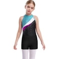 thumbnail image 1 of Aislor Girls Sleeveless Gymnastics Leotard Ballet Dance Unitard with Shorts and Hair Band Set Lake Blue&Black 12, 1 of 7