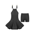 thumbnail image 1 of Aislor Girls Sleeveless Hollow Back Latin Ballroom Dancewear Dress with Shorts and Tassel Earrings Costume, 1 of 7