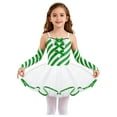 thumbnail image 1 of Aislor Girls Striped Leotard Skirt Sleeveless Bowknot Dance Party Dress Mrs. Santa Cosplay with Oversleeves Green 14, 1 of 7