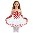 thumbnail image 1 of Aislor Girls Striped Leotard Skirt Sleeveless Bowknot Dance Party Dress Mrs. Santa Cosplay with Oversleeves Red 8, 1 of 7