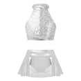 thumbnail image 1 of Aislor Girls Two-Pieces Dance Dress Set Shiny Sequins Crop Tops Metallic Irregular Skirts Ballet Modern Jazz Outfits, 1 of 7