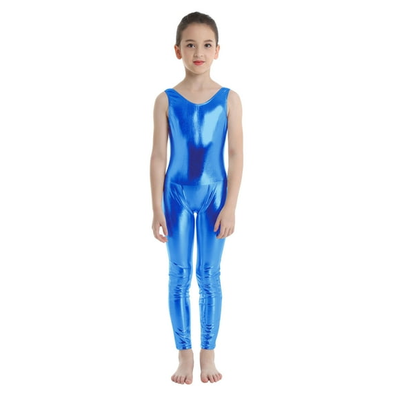 Aislor Girls sleeveless Ballet Dance Gymnastic Unitard Shiny Sleeveless Full Length Athletic Jumpsuit Bodysuit