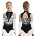 thumbnail image 1 of Aislor Gymnastic Outfits for Girls Sequins Ballet Leotard Color Block Latin Jazz Modern Dance Bodysuit with Gloves Silver 16, 1 of 7