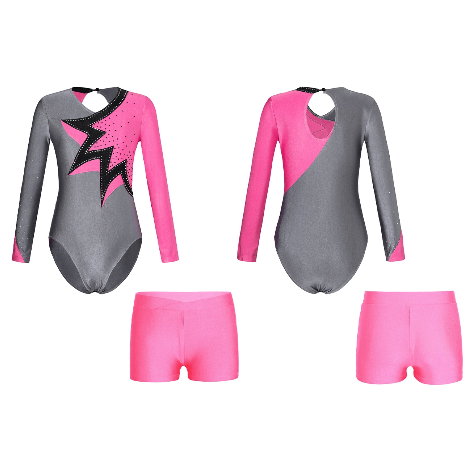Girls Stretch Long Sleeve Mock Neck Leotard Gymnastic Ballet Dance - View #10