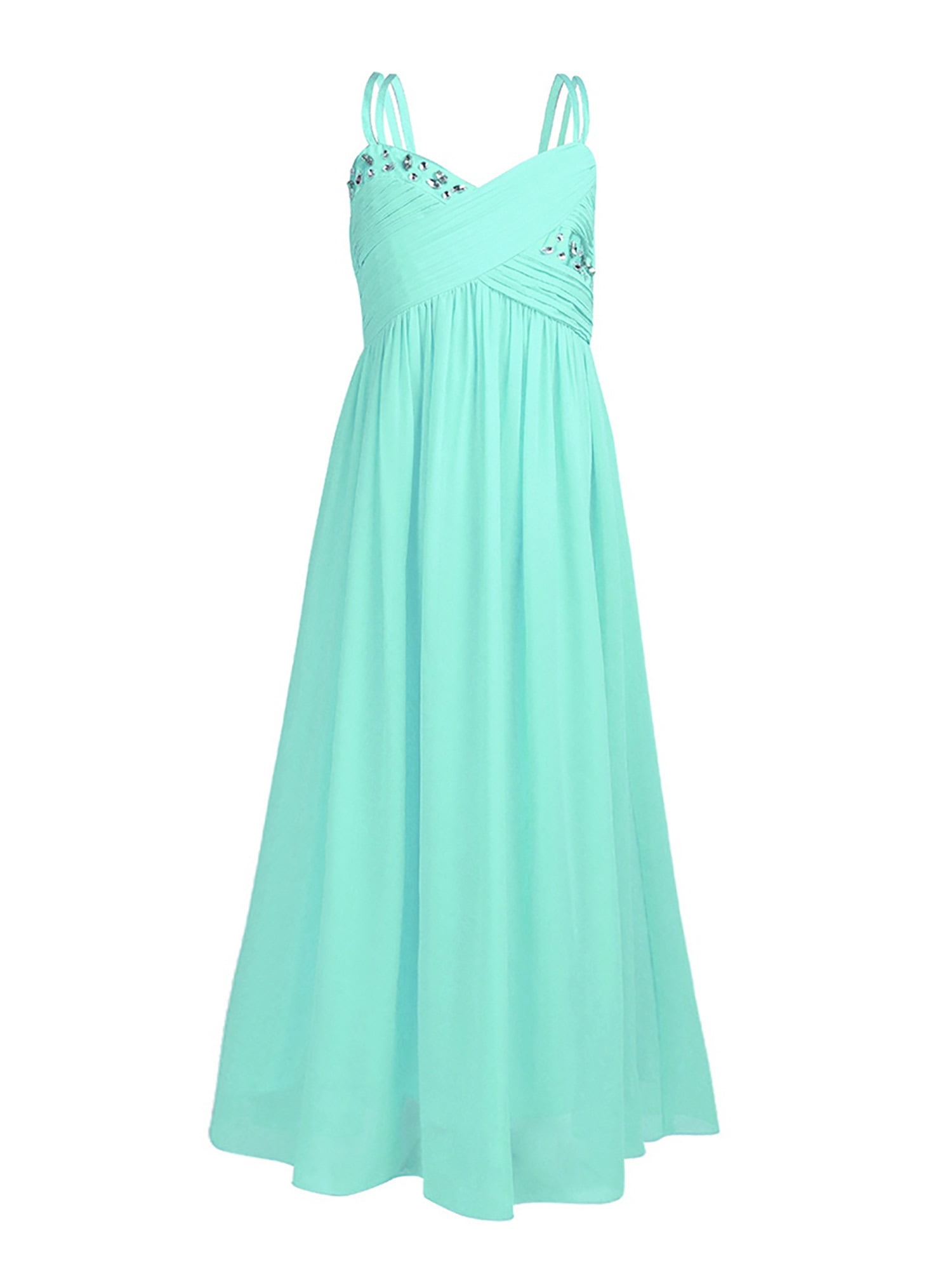 Aislor Junior Bridesmaid Kid Girls Rhinestones Pleated Chiffon Dance