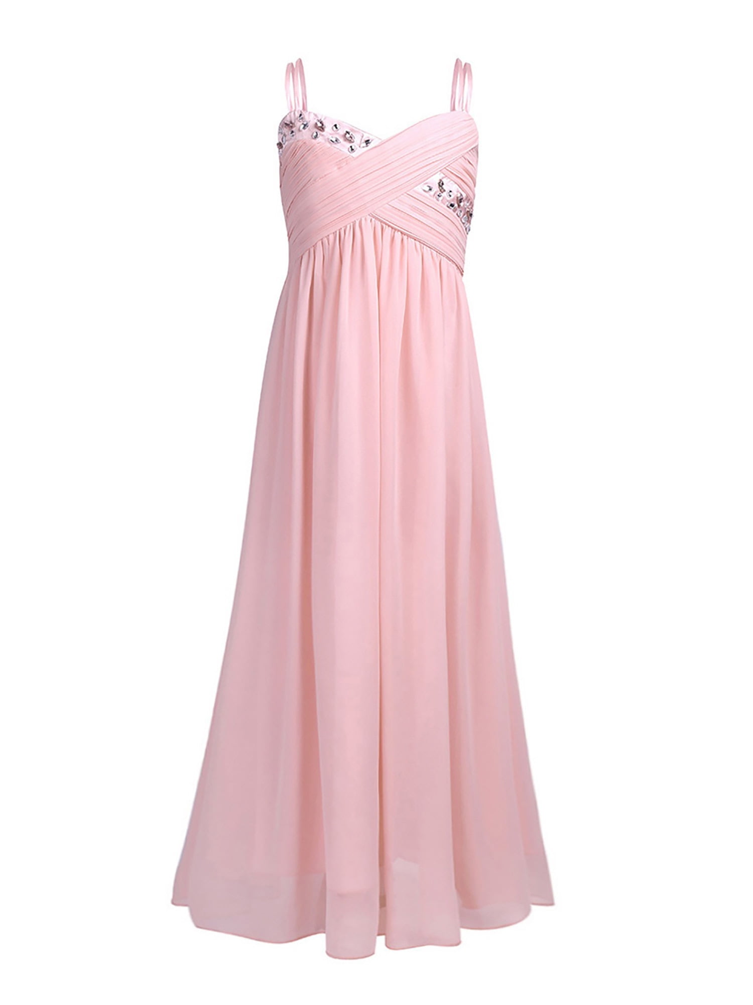 Aislor Junior Bridesmaid Kid Girls Rhinestones Pleated Chiffon Dance