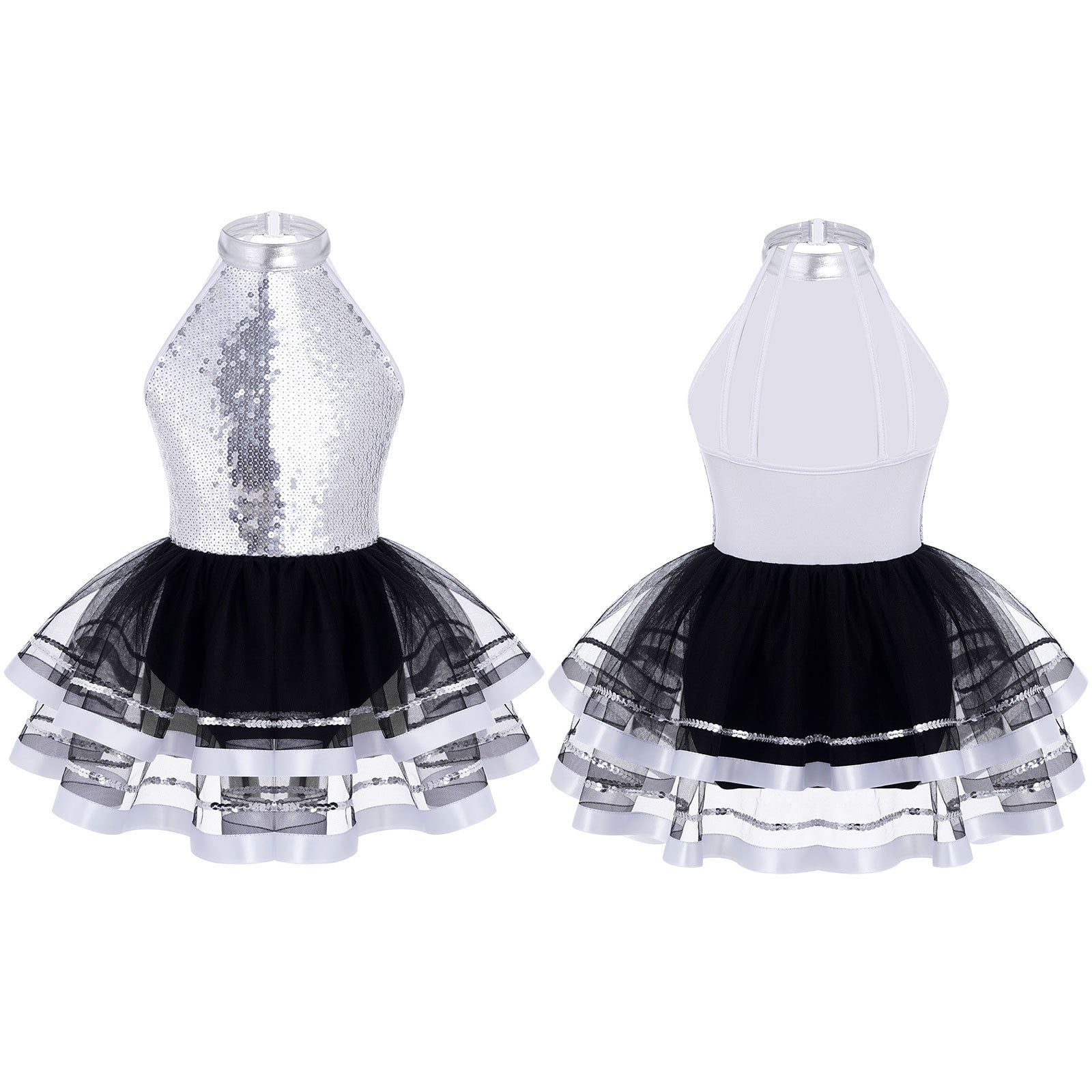 Girls Gymnastics Leotard Dress - Ballet Dance Tutu Skirt Costume (Sleeveless)