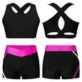 thumbnail image 1 of Aislor Kids 2 Piece Dance Girls Gymnastics Crop Tank Sport Bra with Yoga Shorts Booty Shorts Set Activewear Black&Rose 6, 1 of 7