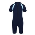 thumbnail image 1 of Aislor Kids Boy Girls One Piece Short Sleeve Rash Guard Wetsuit Zippered Swimsuit Swimwear, 1 of 7