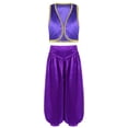 thumbnail image 1 of Aislor Kids Boys Arabian Prince Street Rats Costume Silky Waistcoat with Harem Dance Pants Purple 14, 1 of 7