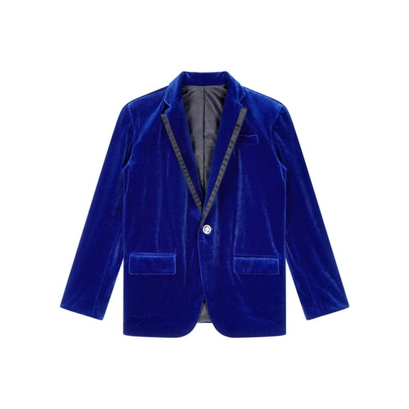 Aislor Kids Boys Classic Fit Lapel Collar Velvet Blazer Suit Jacket One Button Breasted Coat Royal Blue 8
