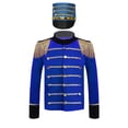 thumbnail image 1 of Aislor Kids Boys Drummer Marching Band Halloween Costume Solider Long Sleeve Tassel Coat with Hat Royal Blue 10, 1 of 7