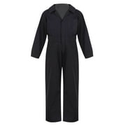 Aislor Kids Boys Fashion Mechanic Coveralls Long Sleeve Zipper Front Jumpsuit Cosplay Costume Size 6-16 A Black 14