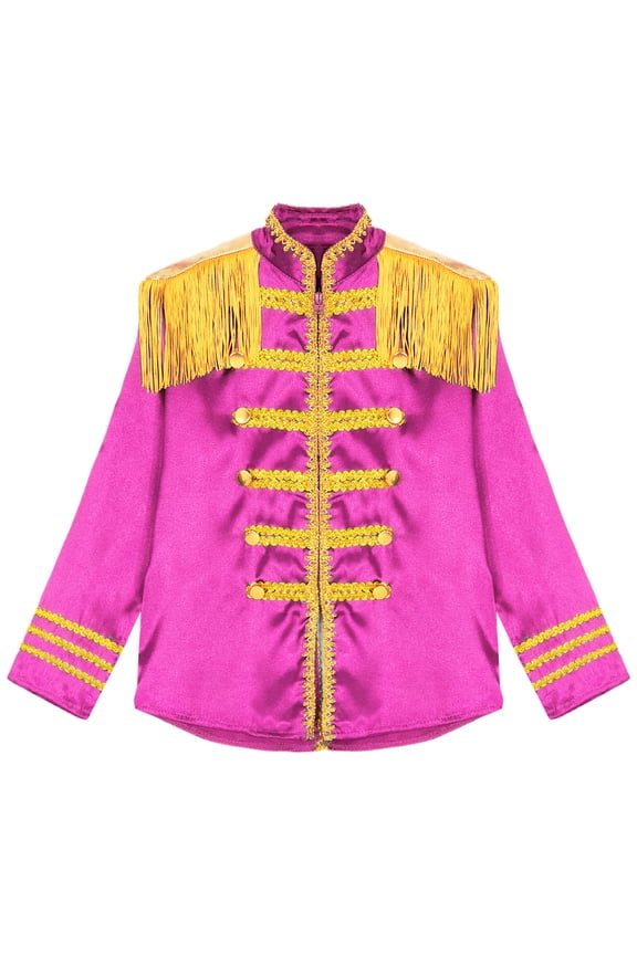 Kids Boys Girls Hippie Disco Long Sleeve Tassels 1960s British Pop-Star Jacket Pink 6