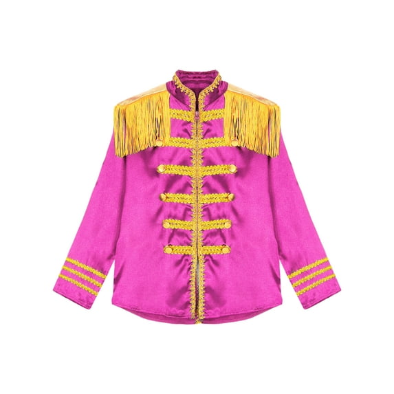 Aislor Kids Boys Girls Hippie Disco Long Sleeve Tassels 1960s British Pop-Star Jacket Pink 8