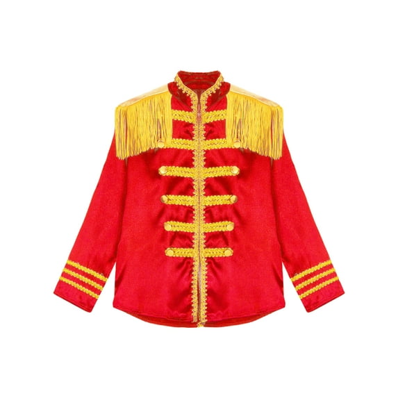 Aislor Kids Boys Girls Hippie Disco Long Sleeve Tassels 1960s British Pop-Star Jacket Red 6