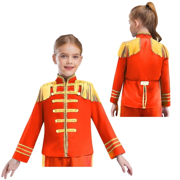 Aislor Girls Boys Hippie Music Star Jacket Fringe Coat Halloween Band Uniform Red 6