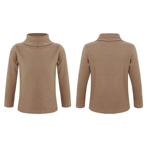 Aislor Kids Boys Girls Long Sleeve Thermal Top Fleece Lined Warm Baselayer Turtleneck T-shirt A Coffee 2-3