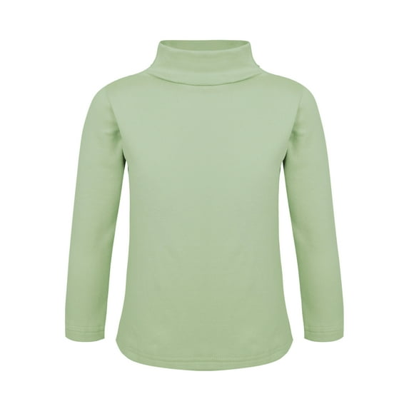 Aislor Kids Boys Girls Long Sleeve Thermal Top Fleece Lined Warm Baselayer Turtleneck T-shirt Green 7-8