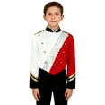 thumbnail image 1 of Aislor Kids Boys Marching Band Metallic Patchwork Sequins Outerwear Jacket Uniform Performance Red 16, 1 of 7