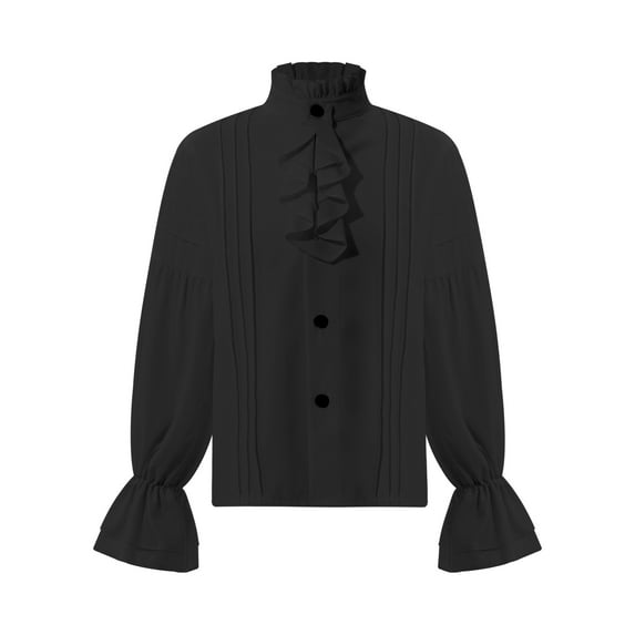 Aislor Kids Boys Medieval Pirate Steampunk Vampire Gothic Renaissance Shirt Role Playing Costume Size 6-16 Black 6