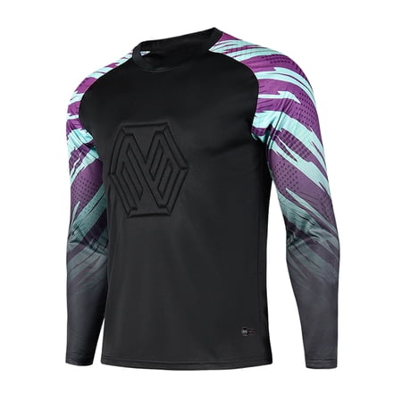 Aislor Kids Boys Soccer Goalkeeper Jersey Padded Goalie Shirt Long Sleeve Uniforms 9-14 A Black 10-11