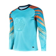 Aislor Kids Boys Soccer Goalkeeper Jersey Padded Goalie Shirt Long Sleeve Uniforms 9-14 Sky Blue 9-10