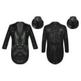 thumbnail image 1 of Aislor Kids Boys Sparkly Sequin Tuxedo Tailcoat Jacket with Hat Suit Performance Dancewear Black 8, 1 of 7