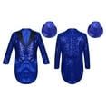 thumbnail image 1 of Aislor Kids Boys Sparkly Sequin Tuxedo Tailcoat Jacket with Hat Suit Performance Dancewear A Blue 14, 1 of 7