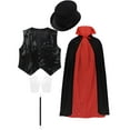 thumbnail image 1 of Aislor Kids Cape Vest Outfit Party Supplies Gloves Hat Wand Cloak Set Size 7-14 A Black 12-13, 1 of 7