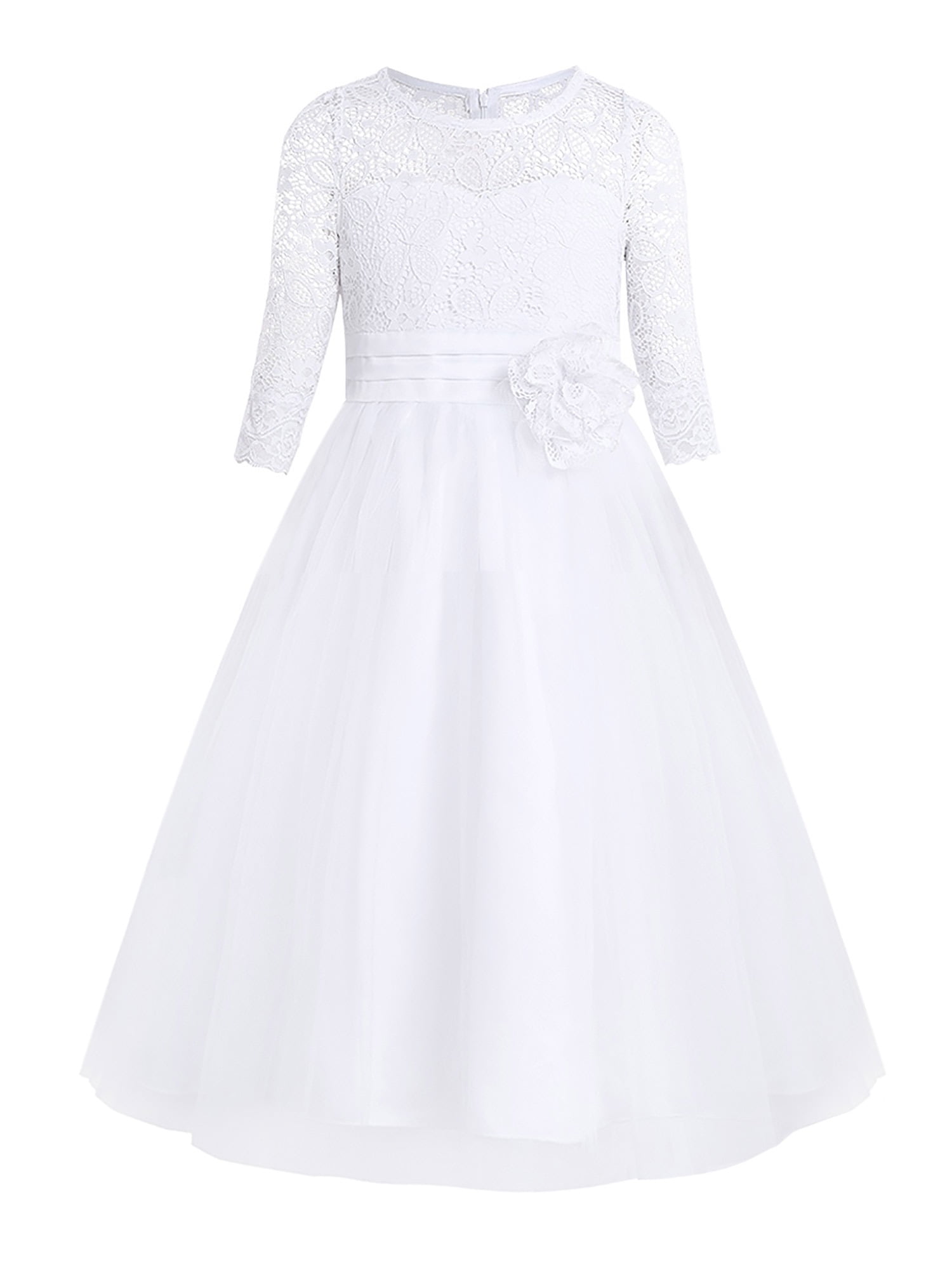 YiZYiF Little Girls' Flower Girl Dress - High-Waisted Satin & Tulle Gown, Floor Length, For Weddings & Parties