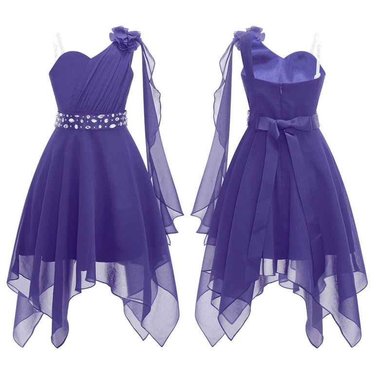 Purple 6th Grade Formal Dresses Aislor Kids Girl One Shoulder