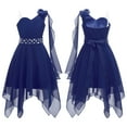 thumbnail image 1 of Aislor Kids Girl One Shoulder Wedding Bridesmaid Asymmetrical Fomal Dress 6-16 Navy Blue 6, 1 of 7