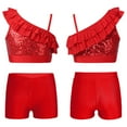 thumbnail image 1 of Aislor Kids Girls 2 Piece Gymnastics Dance Leotards Outfits Racer Back Crop Top with Shorts Set for Dancing Tumbling 6-14 Red 6, 1 of 7