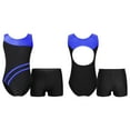thumbnail image 1 of Aislor Kids Girls 2 Piece Gymnastics Dance Outfits Sleeveless Leotard with Shorts Athletic Ballet Biketard Size 4-14 Royal Blue&Black 12, 1 of 7