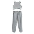 thumbnail image 1 of Aislor Kids Girls 2PCS Gymnastics Exercise Tracksuit Outfit Crop Top with Pants Set Sports Yoga Workout, 1 of 7