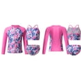 thumbnail image 1 of Aislor Kids Girls 3 Piece Swimsuit Rush Guard Crop Top Briefs Long Sleeve Coat Tankini Bikini Set Size 4-16 Pink Floral 8, 1 of 7