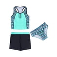 thumbnail image 1 of Aislor Kids Girls 3 Piece Tankini Swimsuit Floral Print Top with Boyshorts Bottoms Bathing Suit Swimwear, 1 of 7